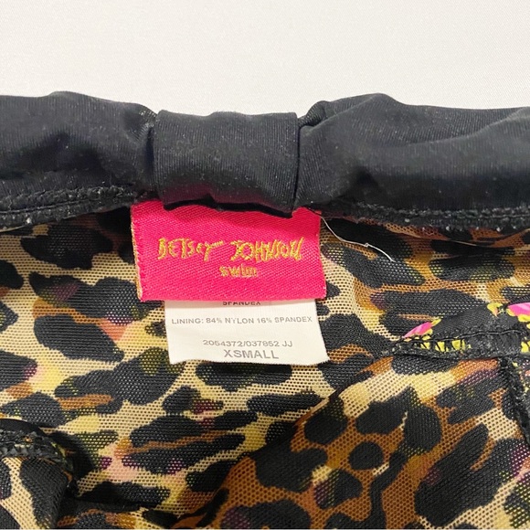 Betsey Johnson Vintage Black, Pink & Leopard Ditsy Floral Print Bikini - Picture 6 of 11